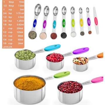 Naitesen 13PCS Magnetic Measuring Spoons and Cups Set, Stainless Steel with Leveler, Nesting Metal f...