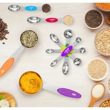 Naitesen 13PCS Magnetic Measuring Spoons and Cups Set, Stainless Steel with Leveler, Nesting Metal for Cooking Baking Supplies, Kitchen Gadgets Essentials Tools Fits in Spice Jars (N-M-13)