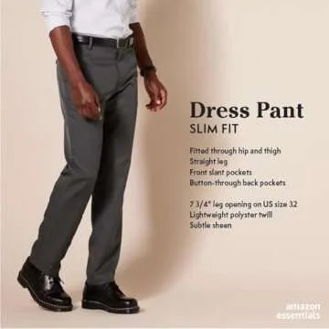 Affordable Amazon Essentials Men's Slim-Fit Flat-Front Dress Pants, Perfect for Work or Events