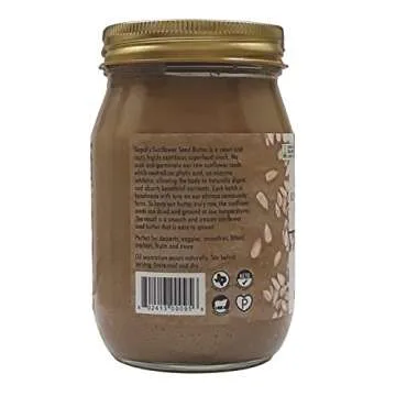 Gopal’s Sprouted Organic Raw Sunflower Seed Butter, 100% Gluten-Free (Unsalted) 16 Ounces | Keto, and Paleo-Friendly