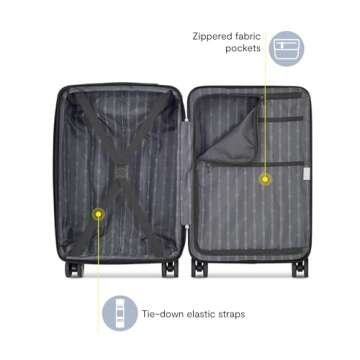 DELSEY PARIS Margot Hardside Luggage, Dual Wheel Spinners for Smooth Travel, Expandable with Spacious & Organizable compartments, Men and Women, Black, Carry-On 20-Inch