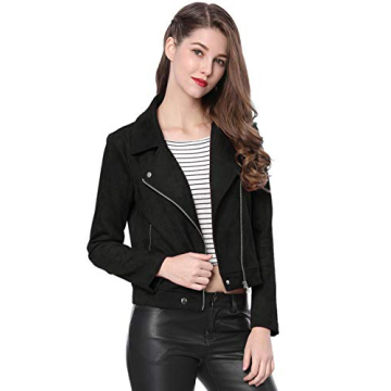 Allegra K Stylish Faux Suede Moto Jacket for Women