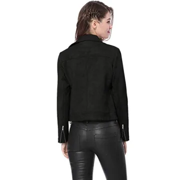 Allegra K Stylish Faux Suede Moto Jacket for Women