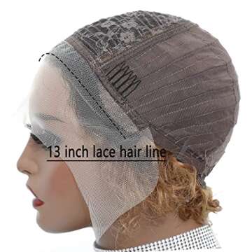 INSTASTYLE Ombre Blonde Pixie Cut Lace Front Wigs 6 inch Human Hair 13X1 Pixie Cut Short Curly Wigs HD Lace Front Wigs Plucked Pixie Curly Wigs for Black Women (6 Inch, 1B/27#)