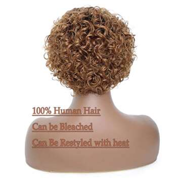 INSTASTYLE Ombre Blonde Pixie Cut Lace Front Wigs 6 inch Human Hair 13X1 Pixie Cut Short Curly Wigs HD Lace Front Wigs Plucked Pixie Curly Wigs for Black Women (6 Inch, 1B/27#)