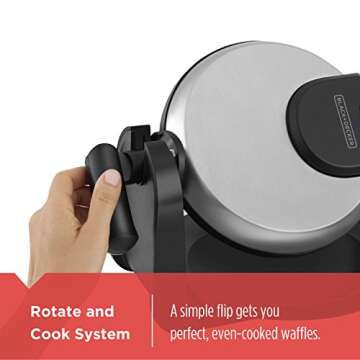BLACK+DECKER Flip Waffle Maker, WM1404S, 7" Round Belgian Waffles, Ready Light Indicator