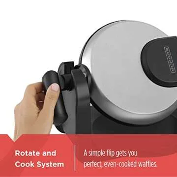 BLACK+DECKER Flip Waffle Maker, WM1404S, 7" Round Belgian Waffles, Ready Light Indicator