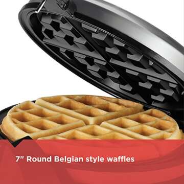 BLACK+DECKER Flip Waffle Maker, WM1404S, 7" Round Belgian Waffles, Ready Light Indicator