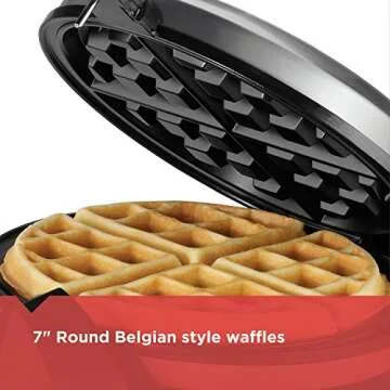 BLACK+DECKER Flip Waffle Maker, WM1404S, 7" Round Belgian Waffles, Ready Light Indicator