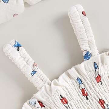 Amnnchya Baby Girl 4th of July Outfit Ice Cream Sleeveless Fourth of July Romper Newborn Independence Day Clothes (White,0-3 Months)