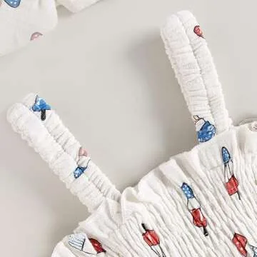 Amnnchya Baby Girl 4th of July Outfit Ice Cream Sleeveless Fourth of July Romper Newborn Independence Day Clothes (White,0-3 Months)