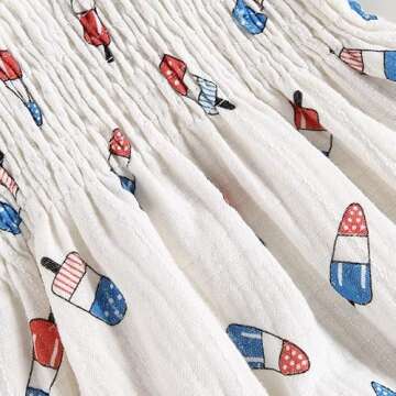 Amnnchya Baby Girl 4th of July Outfit Ice Cream Sleeveless Fourth of July Romper Newborn Independence Day Clothes (White,0-3 Months)