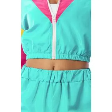 Yisfri 80s 90s Neon Two Piece Tracksuit Set for Women