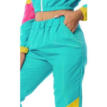Yisfri 80s 90s Neon Two Piece Tracksuit Set for Women