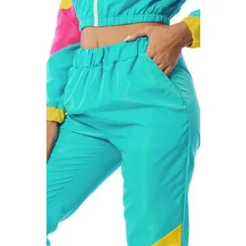 Yisfri 80s 90s Neon Two Piece Tracksuit Set for Women