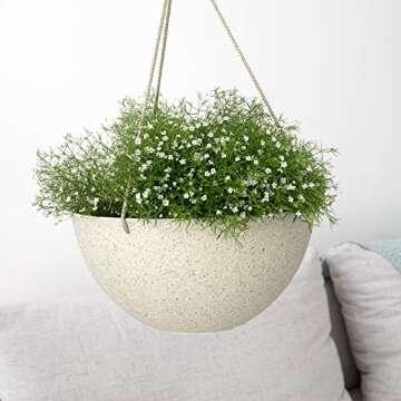 Large Hanging pots for Outdoor Indoor Plants,Speckled Yellow Hanging Flower Pots(13.2 Inch,Set of 2)