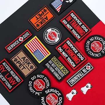 14-Piece Tactical Service Dog Patch Set for Easy Identification