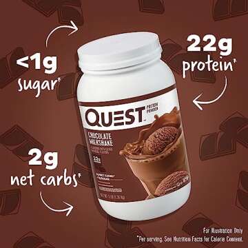Quest Nutrition Chocolate Milkshake Protein Powder, 22g Protein, 1g Sugar, Low Carb, Gluten Free, 3 ...