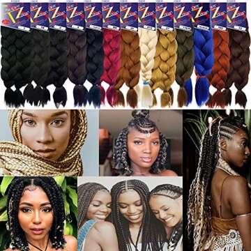 Pre-Stretched Braiding Hair Extensions – 48 Inch Long Unfolded – 6 Bundles Total – Xpression 100% Kanekalon Hair Extensions – TZ Braid Hair Extensions – Pre-Cut and Pre-Combed Synthetic Hair (1)