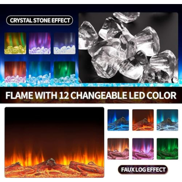 oneinmil 50" Electric Fireplace Wall Mounted Stylish Design