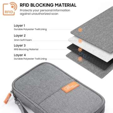 Travel Passport Wallet, Lightweight Large Family Passport Holder RFID Passport Cover Case Waterproof Bag Document Organizer for Women & Men-Grey