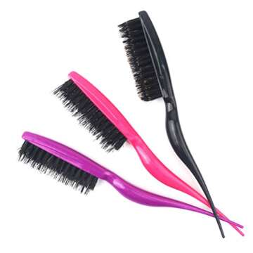FRCOLOR Boar Bristle Brush Salon Comb Hair Teasing Brush for Hair Salon 1PCS (Random Color)