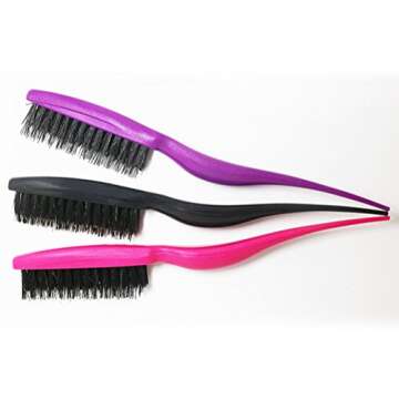 FRCOLOR Boar Bristle Brush Salon Comb Hair Teasing Brush for Hair Salon 1PCS (Random Color)