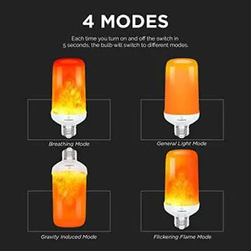 Hudson LED Halloween Lights - Flame Effect Light Bulbs with 4 Mode Upside Down Effect - 3W Flickering Flame Light Bulb E26/E27 Base (1 Pack) - Orange Fire Light Flame Bulb for Indoor/Outdoor/Home