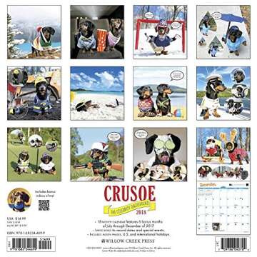 Crusoe the Celebrity Dachshund 2018 Wall Calendar - Must-Have for Dog Lovers