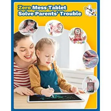 TEKFUN Easter Gifts for Kids, 15inch LCD Writing Tablet Drawing Board, Teen Girl Boy Gifts Age 8 and Up, Birthday Gifts for All Age Groups, Erasable Writing Tablet for Business Meeting (White)