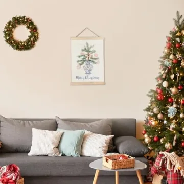 LUVADIAN Chinoiserie Christmas Decor ，Christmas Tree Wall Art,Pink Coquette Wall Decor,Christmas Canvas Wall Art,Chinoiserie Wall Art,12x16 Inches