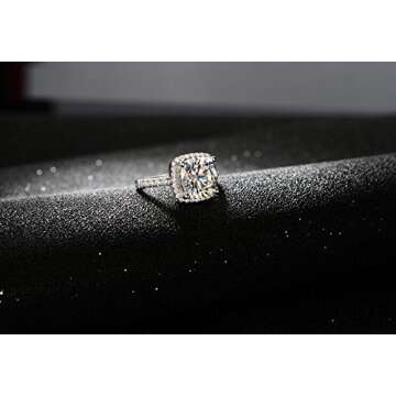 TenFit Jewelry 3 Carat VVS1 Simulated Diamond Engagement ring for Women silver Wedding Jewelry, Size:7