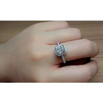 TenFit Jewelry 3 Carat VVS1 Simulated Diamond Engagement ring for Women silver Wedding Jewelry, Size:7
