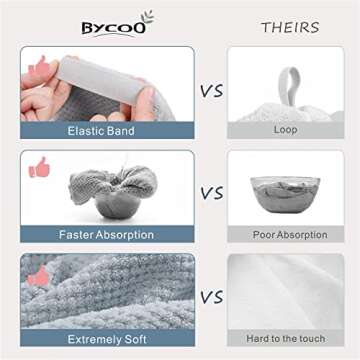 2 Pack Large Microfiber Hair Towel Wrap for Women, Anti Frizz Hair Drying Towel, Fast Dry Hair Turban for Wet Hair, Long, Thick, Curly Hair, Super Absorbent Soft Hair Towels (Blue & Gray)