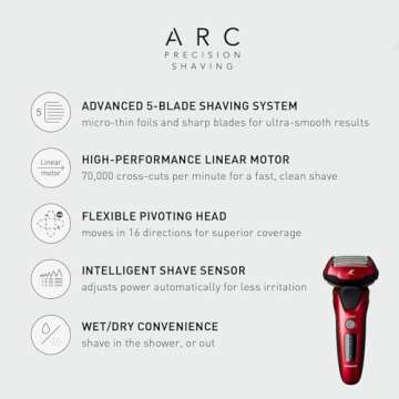 Panasonic ARC5 Electric Razor for Men with Pop-up Trimmer, Wet Dry 5-Blade Electric Shaver with Inte...
