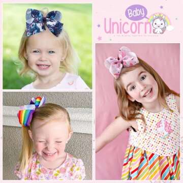 20 Colors 6Inch Large Big Hair Bows Grosgrain Ribbon Rainbow Alligator Clips Unicorn Hair Accessorie...