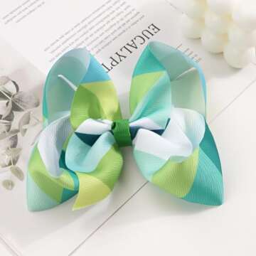 20 Colors 6Inch Large Big Hair Bows Grosgrain Ribbon Rainbow Alligator Clips Unicorn Hair Accessories For Baby Girls Toddlers Kids Children Teens Multi-colored