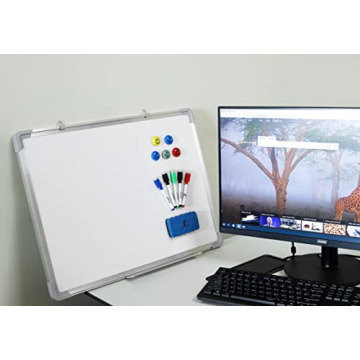 Premium Whiteboard Set with Markers Magnets Aluminum Frame