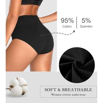 OPIBOO High Waisted Womens Cotton Underwear Tummy Control Double Layer Postpartum Essentials Panties...