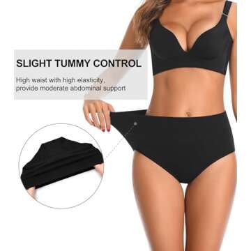OPIBOO High Waisted Womens Cotton Underwear Tummy Control Double Layer Postpartum Essentials Panties Stretch Comfortable Briefs Black L