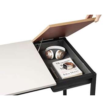 Cubiker Computer Desk 55" Home Office Writing Study Laptop Table, Modern Simple Style Desk with Drawer, White Natural