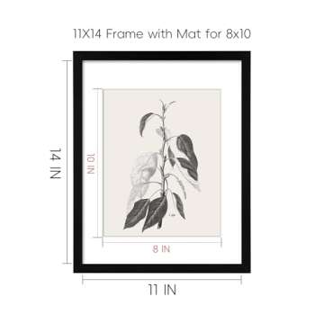 ArtbyHannah Framed Kitchen Wall Art, Grey Plant Rustic Wall Decor with Black Picture Frame Collage Set (4 Pack 11x14 inch)