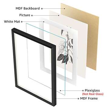 ArtbyHannah Framed Kitchen Wall Art, Grey Plant Rustic Wall Decor with Black Picture Frame Collage Set (4 Pack 11x14 inch)