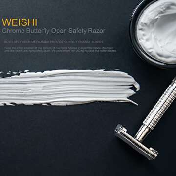 WEISHI Butterfly Open Double Edge Safety Razor Chrome Short Handle Reusable Eco Friendly Razor