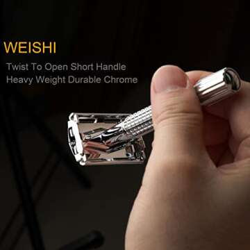 WEISHI Butterfly Open Double Edge Safety Razor Chrome Short Handle Reusable Eco Friendly Razor