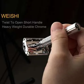 WEISHI Butterfly Open Double Edge Safety Razor Chrome Short Handle Reusable Eco Friendly Razor