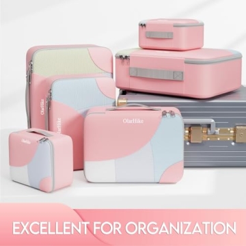 OlarHike 6 Set Packing Cubes Travel Organizer Pink