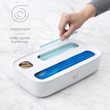 YouCopia StoraBag Drawer Food Bags Dispenser, 3-Slot, Plastic Sandwich Bag Organizer For Kitchen Storage, White