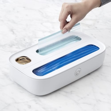 YouCopia StoraBag Drawer Food Bags Dispenser, 3-Slot, Plastic Sandwich Bag Organizer For Kitchen Storage, White