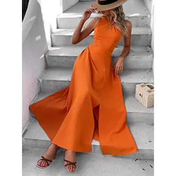 MakeMeChic Women's Sleeveless Cut Out Tie Back Maxi Dress